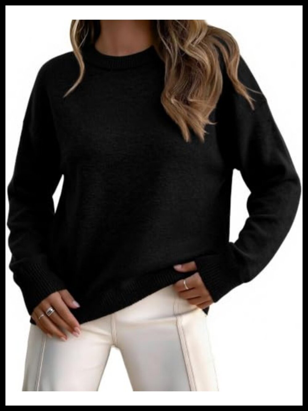 Oversized Ribbed Knit Crewneck Pullover Sweater Long Sleeve Fall Winter